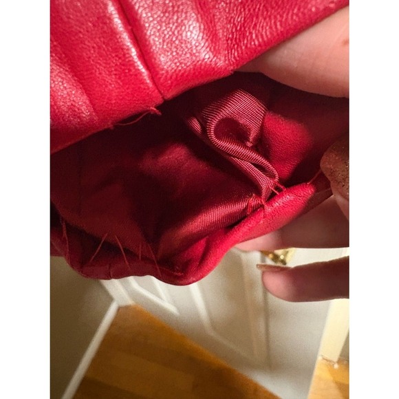 Vintage Red Genuine Leather Coat Women's Oversized 80s 90s Retro Jacket - Picture 5 of 15